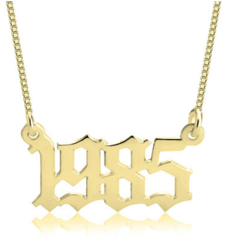 Old English Number Necklace